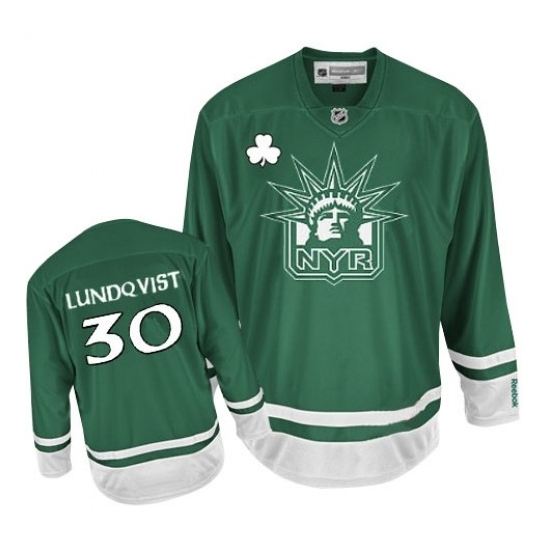Henrik Lundqvist New York Rangers Premier St Patty's Day Reebok Jersey - Green
