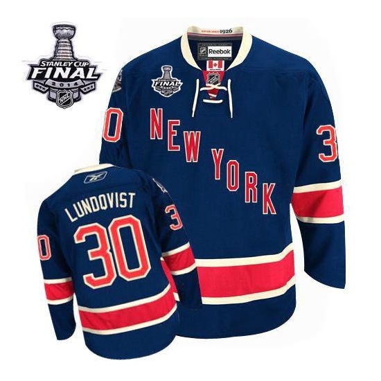 Henrik Lundqvist New York Rangers Authentic Third 2014 Stanley Cup Reebok Jersey - Navy Blue