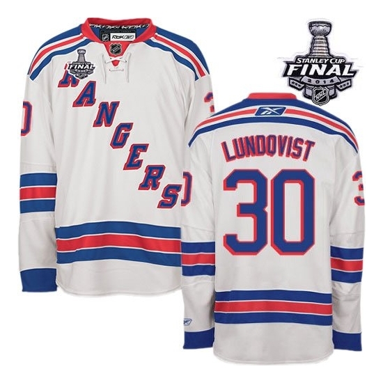 Henrik Lundqvist New York Rangers Premier Away 2014 Stanley Cup Reebok Jersey - White