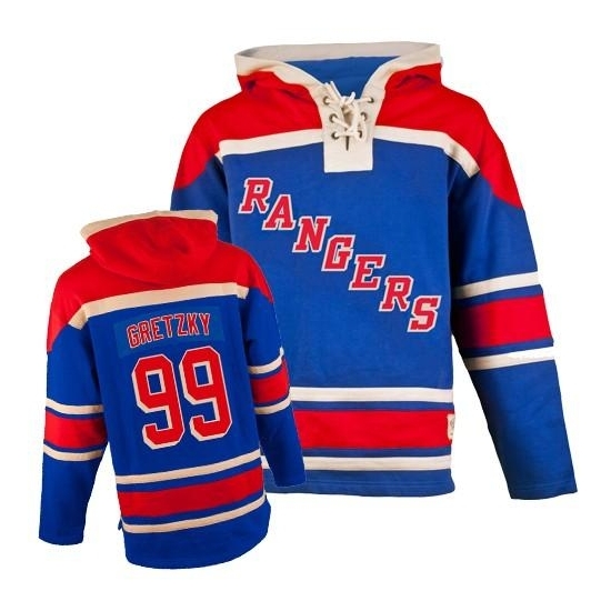Wayne Gretzky New York Rangers Old Time Hockey Authentic Sawyer Hooded Sweatshirt Jersey - Royal Blue
