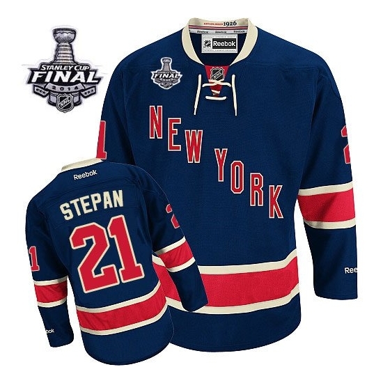 Derek Stepan New York Rangers Premier Third 2014 Stanley Cup Reebok Jersey - Navy Blue