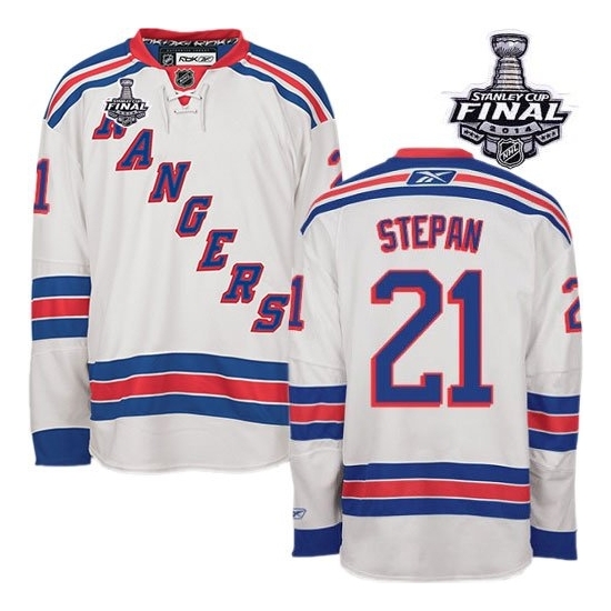 Derek Stepan New York Rangers Authentic Away 2014 Stanley Cup Reebok Jersey - White