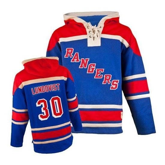 Henrik Lundqvist New York Rangers Old Time Hockey Authentic Sawyer Hooded Sweatshirt Jersey - Royal Blue
