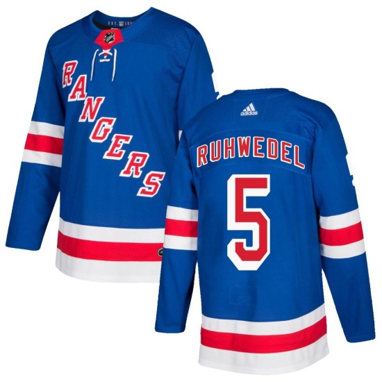 Chad Ruhwedel New York Rangers Authentic Home Adidas Jersey - Royal Blue