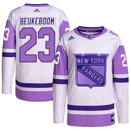 Jeff Beukeboom New York Rangers Youth Authentic Hockey Fights Cancer Primegreen Adidas Jersey - White/Purple