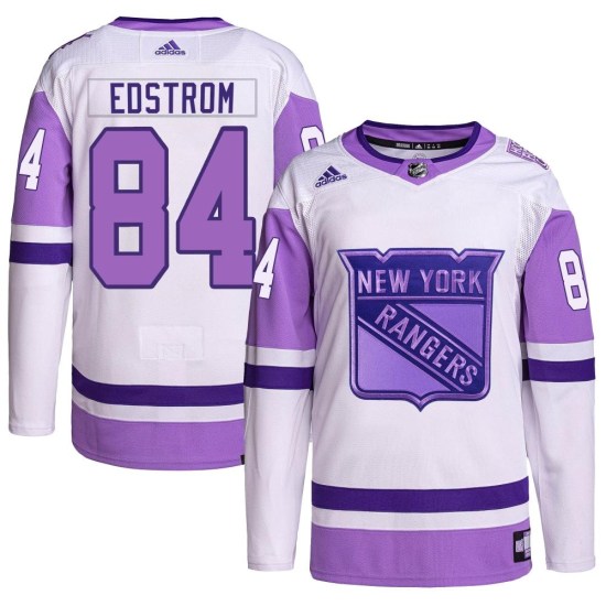 Adam Edstrom New York Rangers Youth Authentic Hockey Fights Cancer Primegreen Adidas Jersey - White/Purple