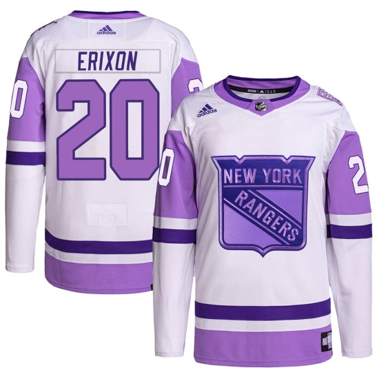Jan Erixon New York Rangers Youth Authentic Hockey Fights Cancer Primegreen Adidas Jersey - White/Purple