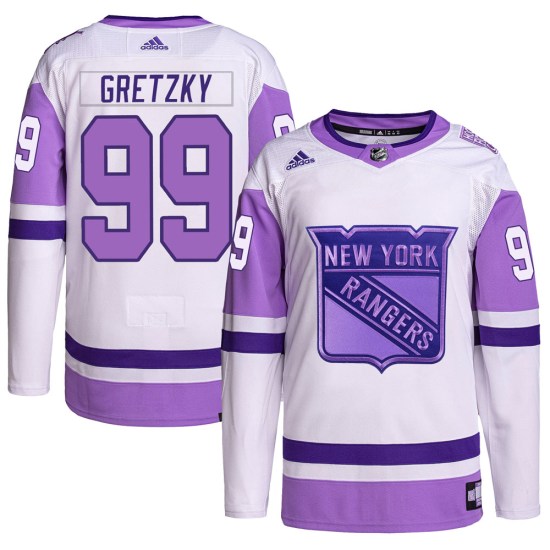 Wayne Gretzky New York Rangers Youth Authentic Hockey Fights Cancer Primegreen Adidas Jersey - White/Purple