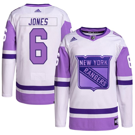 Zac Jones New York Rangers Youth Authentic Hockey Fights Cancer Primegreen Adidas Jersey - White/Purple