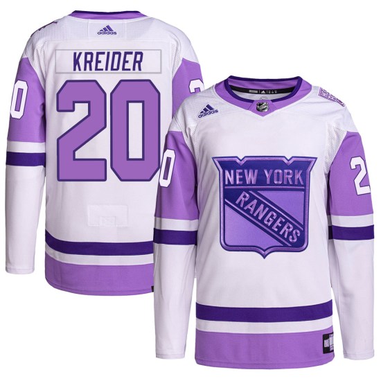 Chris Kreider New York Rangers Youth Authentic Hockey Fights Cancer Primegreen Adidas Jersey - White/Purple