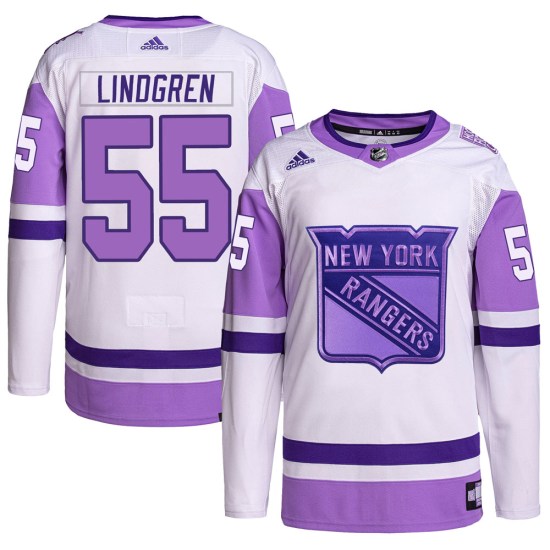 Ryan Lindgren New York Rangers Youth Authentic Hockey Fights Cancer Primegreen Adidas Jersey - White/Purple