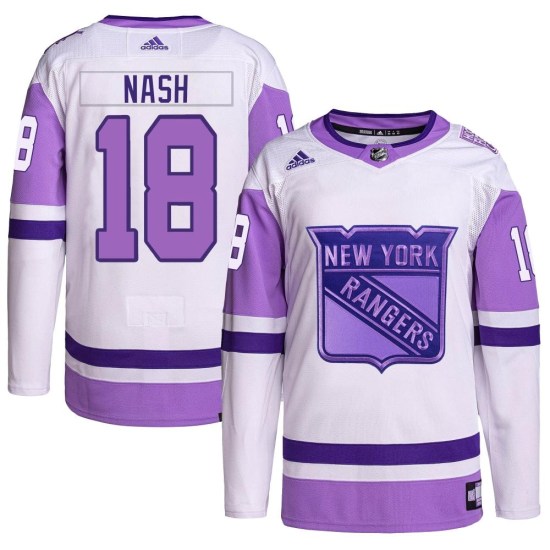 Riley Nash New York Rangers Youth Authentic Hockey Fights Cancer Primegreen Adidas Jersey - White/Purple