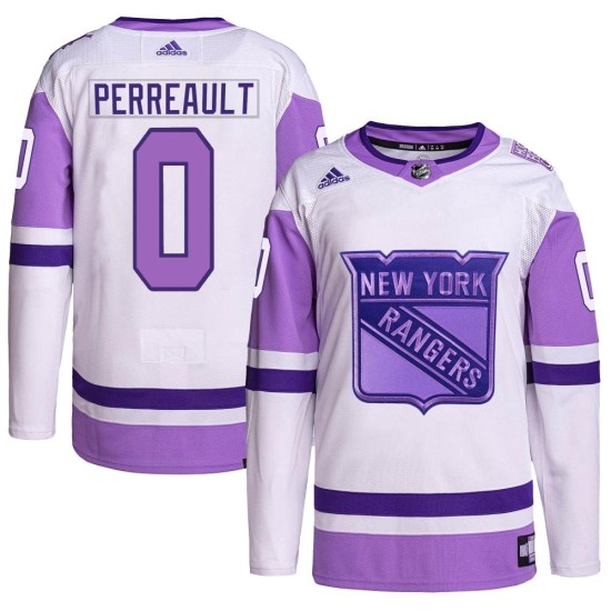 Gabriel Perreault New York Rangers Youth Authentic Hockey Fights Cancer Primegreen Adidas Jersey - White/Purple
