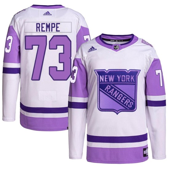 Matt Rempe New York Rangers Youth Authentic Hockey Fights Cancer Primegreen Adidas Jersey - White/Purple