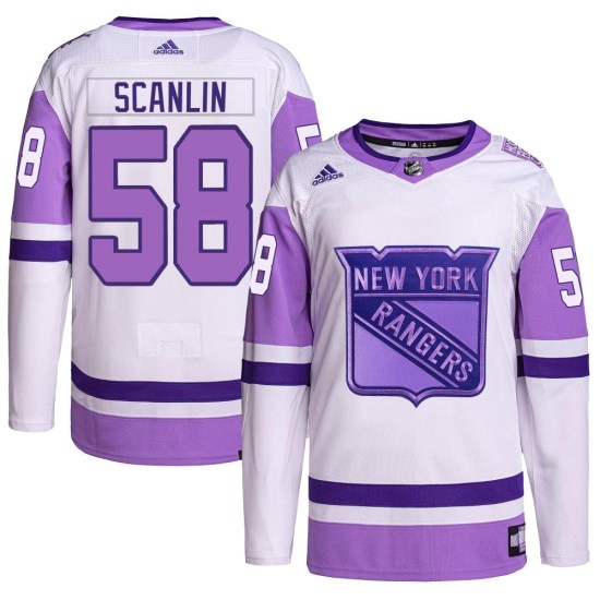 Brandon Scanlin New York Rangers Youth Authentic Hockey Fights Cancer Primegreen Adidas Jersey - White/Purple