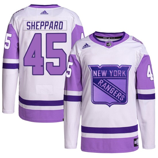 James Sheppard New York Rangers Youth Authentic Hockey Fights Cancer Primegreen Adidas Jersey - White/Purple