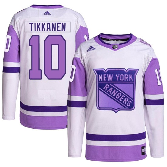 Esa Tikkanen New York Rangers Youth Authentic Hockey Fights Cancer Primegreen Adidas Jersey - White/Purple