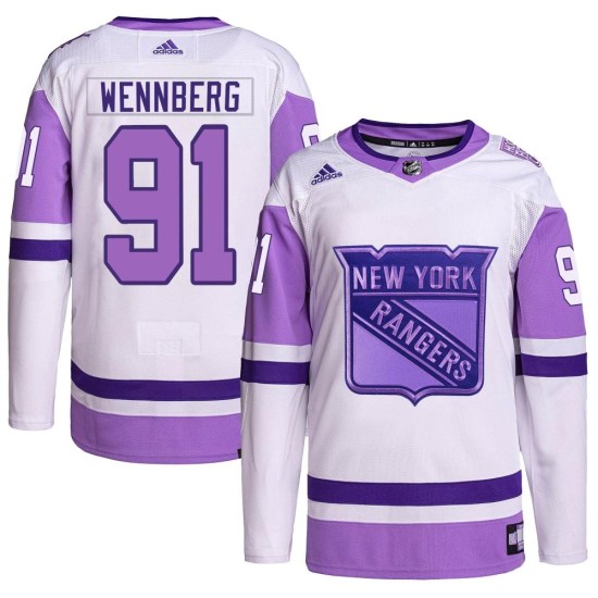 Alex Wennberg New York Rangers Youth Authentic Hockey Fights Cancer Primegreen Adidas Jersey - White/Purple