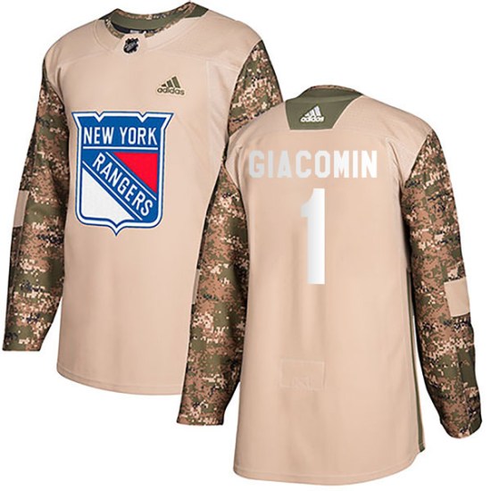 Eddie Giacomin New York Rangers Youth Authentic Veterans Day Practice Adidas Jersey - Camo