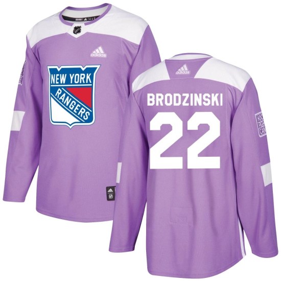 Jonny Brodzinski New York Rangers Authentic Fights Cancer Practice Adidas Jersey - Purple