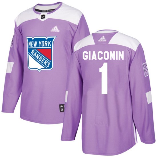 Eddie Giacomin New York Rangers Authentic Fights Cancer Practice Adidas Jersey - Purple