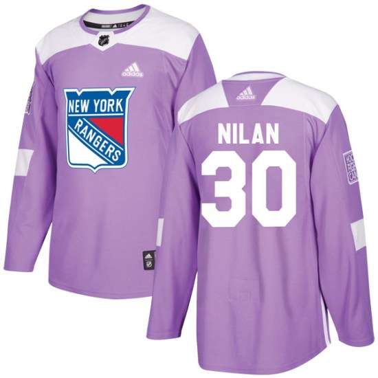 Chris Nilan New York Rangers Authentic Fights Cancer Practice Adidas Jersey - Purple