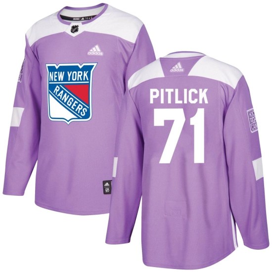 Tyler Pitlick New York Rangers Authentic Fights Cancer Practice Adidas Jersey - Purple