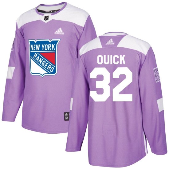 Jonathan Quick New York Rangers Authentic Fights Cancer Practice Adidas Jersey - Purple