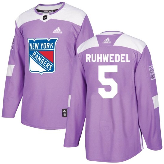 Chad Ruhwedel New York Rangers Authentic Fights Cancer Practice Adidas Jersey - Purple
