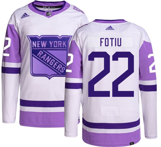 Nick Fotiu New York Rangers Authentic Hockey Fights Cancer Adidas Jersey