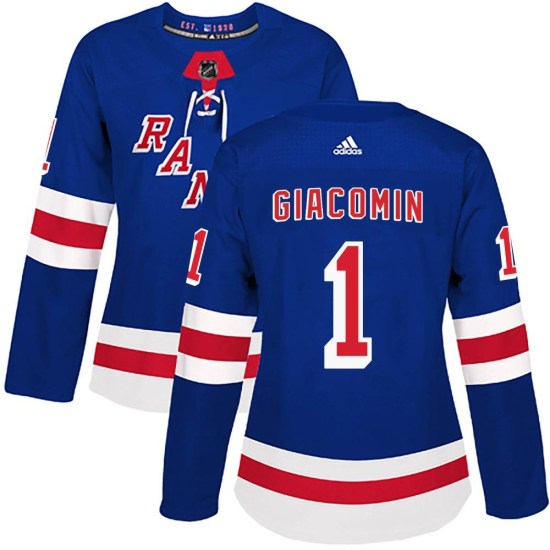 Eddie Giacomin New York Rangers Women's Authentic Home Adidas Jersey - Royal Blue