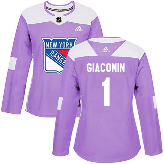 Eddie Giacomin New York Rangers Women's Authentic Fights Cancer Practice Adidas Jersey - Purple