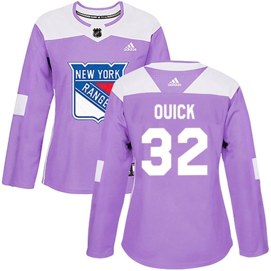 Jonathan Quick New York Rangers Women's Authentic Fights Cancer Practice Adidas Jersey - Purple