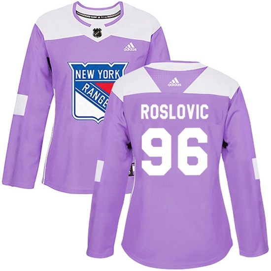 Jack Roslovic New York Rangers Women's Authentic Fights Cancer Practice Adidas Jersey - Purple