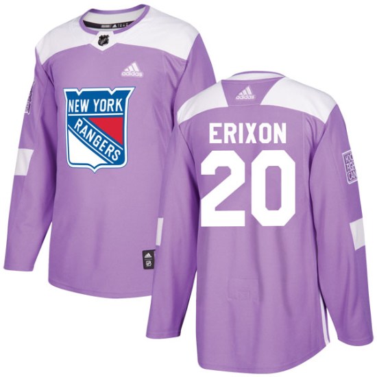 Jan Erixon New York Rangers Youth Authentic Fights Cancer Practice Adidas Jersey - Purple