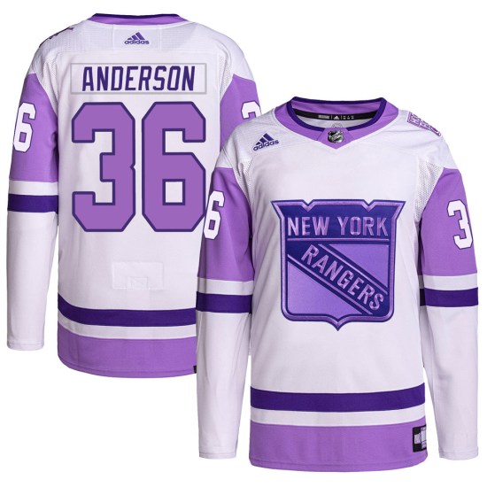 Glenn Anderson New York Rangers Authentic Hockey Fights Cancer Primegreen Adidas Jersey - White/Purple