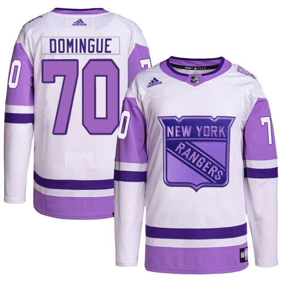 Louis Domingue New York Rangers Authentic Hockey Fights Cancer Primegreen Adidas Jersey - White/Purple