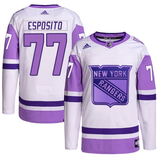 Phil Esposito New York Rangers Authentic Hockey Fights Cancer Primegreen Adidas Jersey - White/Purple