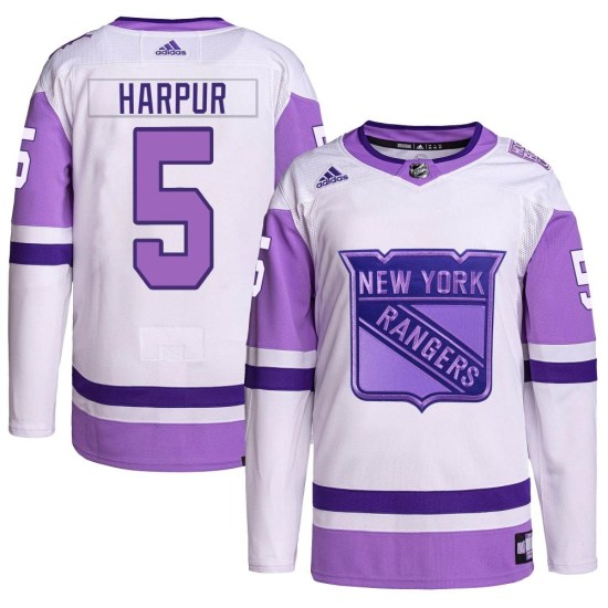 Ben Harpur New York Rangers Authentic Hockey Fights Cancer Primegreen Adidas Jersey - White/Purple