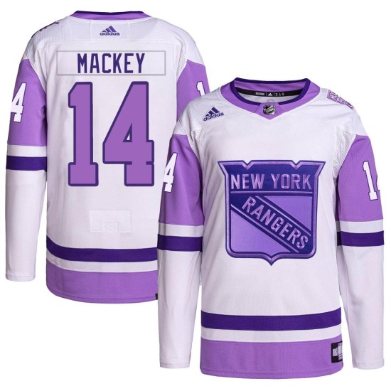 Connor Mackey New York Rangers Authentic Hockey Fights Cancer Primegreen Adidas Jersey - White/Purple