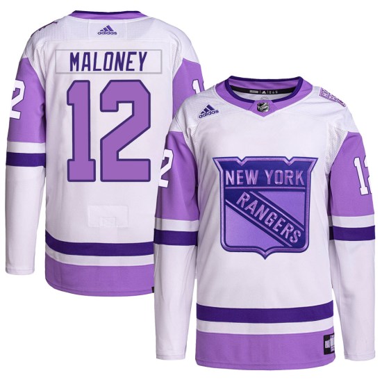 Don Maloney New York Rangers Authentic Hockey Fights Cancer Primegreen Adidas Jersey - White/Purple