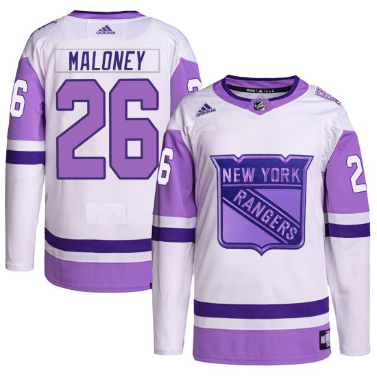 Dave Maloney New York Rangers Authentic Hockey Fights Cancer Primegreen Adidas Jersey - White/Purple