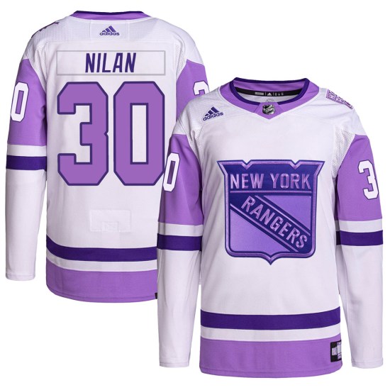 Chris Nilan New York Rangers Authentic Hockey Fights Cancer Primegreen Adidas Jersey - White/Purple