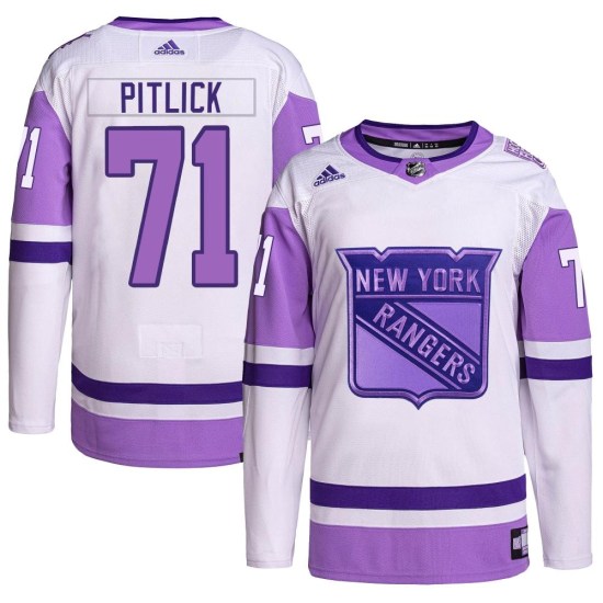 Tyler Pitlick New York Rangers Authentic Hockey Fights Cancer Primegreen Adidas Jersey - White/Purple