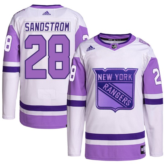 Tomas Sandstrom New York Rangers Authentic Hockey Fights Cancer Primegreen Adidas Jersey - White/Purple
