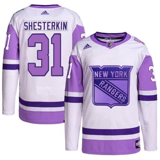 Igor Shesterkin New York Rangers Authentic Hockey Fights Cancer Primegreen Adidas Jersey - White/Purple