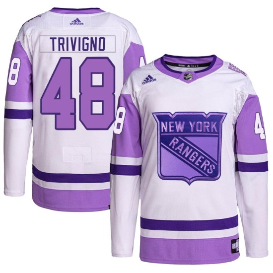 Bobby Trivigno New York Rangers Authentic Hockey Fights Cancer Primegreen Adidas Jersey - White/Purple