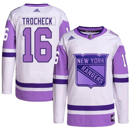 Vincent Trocheck New York Rangers Authentic Hockey Fights Cancer Primegreen Adidas Jersey - White/Purple