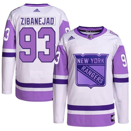 Mika Zibanejad New York Rangers Authentic Hockey Fights Cancer Primegreen Adidas Jersey - White/Purple