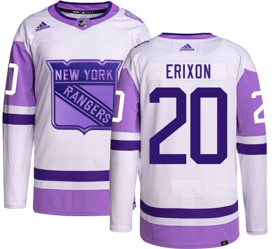 Jan Erixon New York Rangers Youth Authentic Hockey Fights Cancer Adidas Jersey